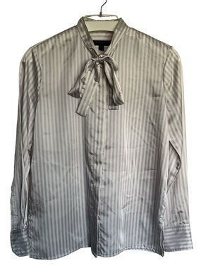 BANANA REPUBLIC Parker Striped Tie Neck Blouse XS Bow Office Top